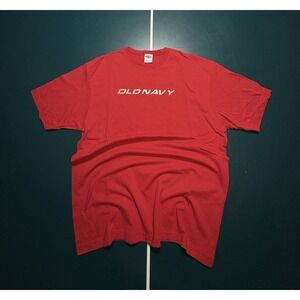 Vintage Y2K Old‎ Navy Reflective Bubble T-Shirt Size Large Red Silver Surf